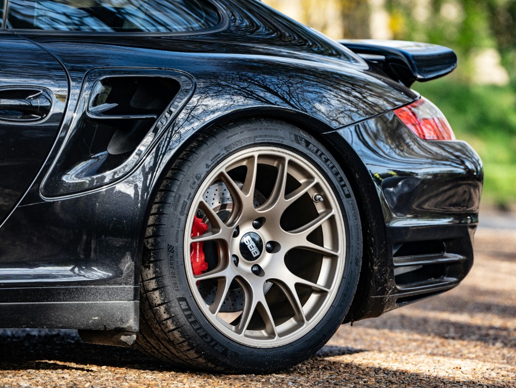 Performance alloy wheel and Michelin performance tyre on a sports car